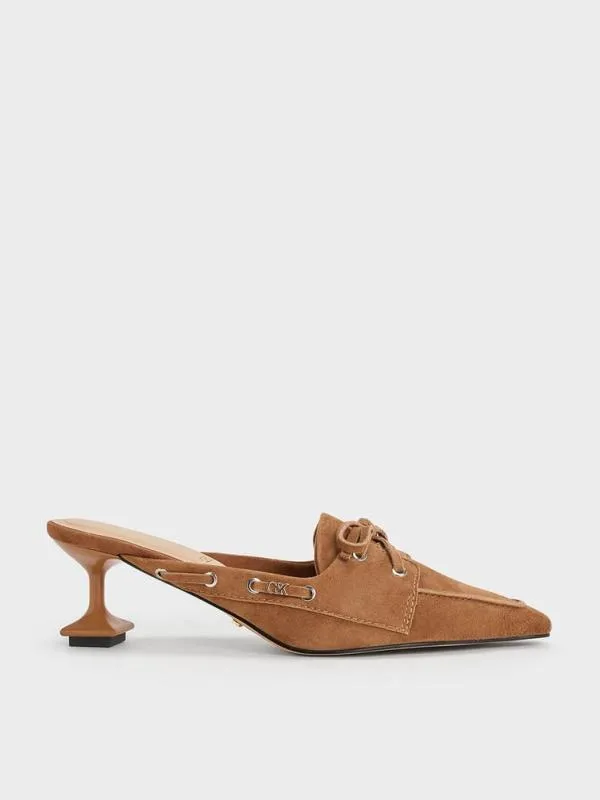 Women Kori Suede LaceUp SculpturalHeel Mules 8211 Cognac CHARLES and KEITH Heels Women Kori Suede LaceUp SculpturalHeel Mules 8211 Cognac CHARLES and KEITH Heels