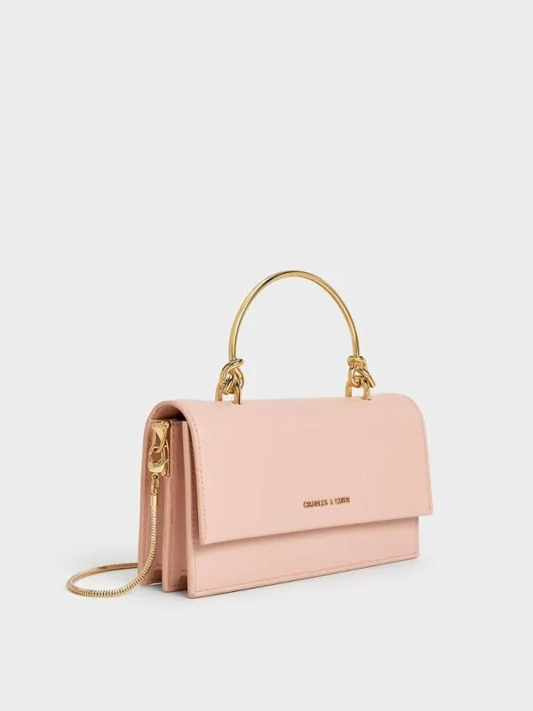 Women Kristine SculpturalHandle Long Wallet 8211 Light Pink CHARLES and KEITH Long Wallets