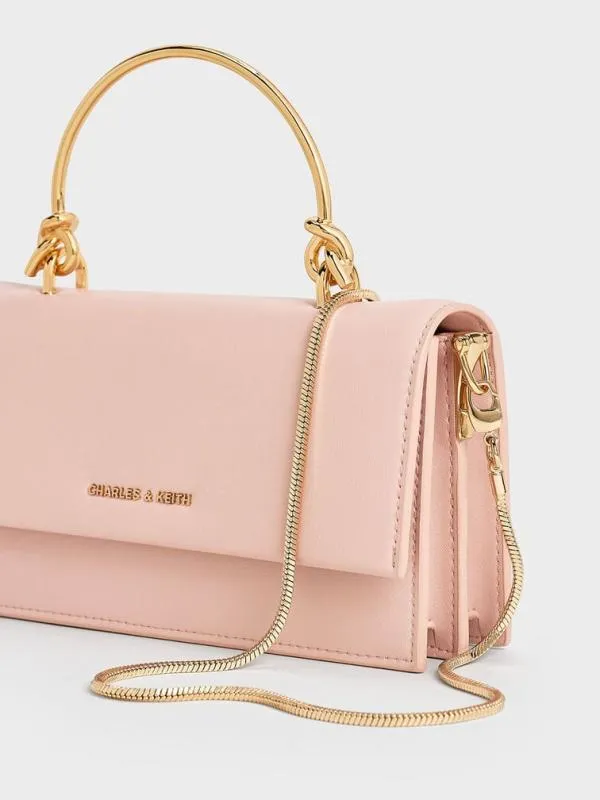 Women Kristine SculpturalHandle Long Wallet 8211 Light Pink CHARLES and KEITH Long Wallets