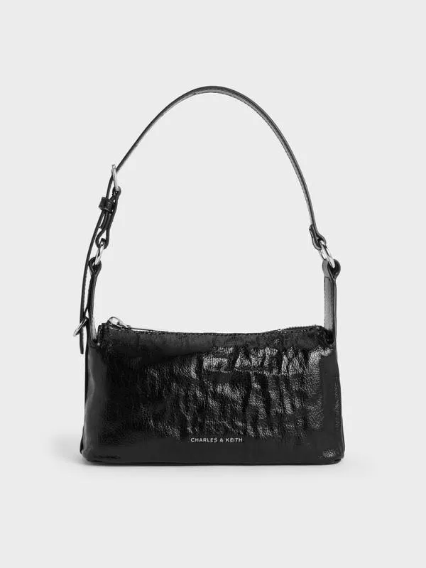 Women Lark CrinkleEffect Shoulder Bag 8211 Noir CHARLES and KEITH Crossbody Bags Women Lark CrinkleEffect Shoulder Bag 8211 Noir CHARLES and KEITH Crossbody Bags