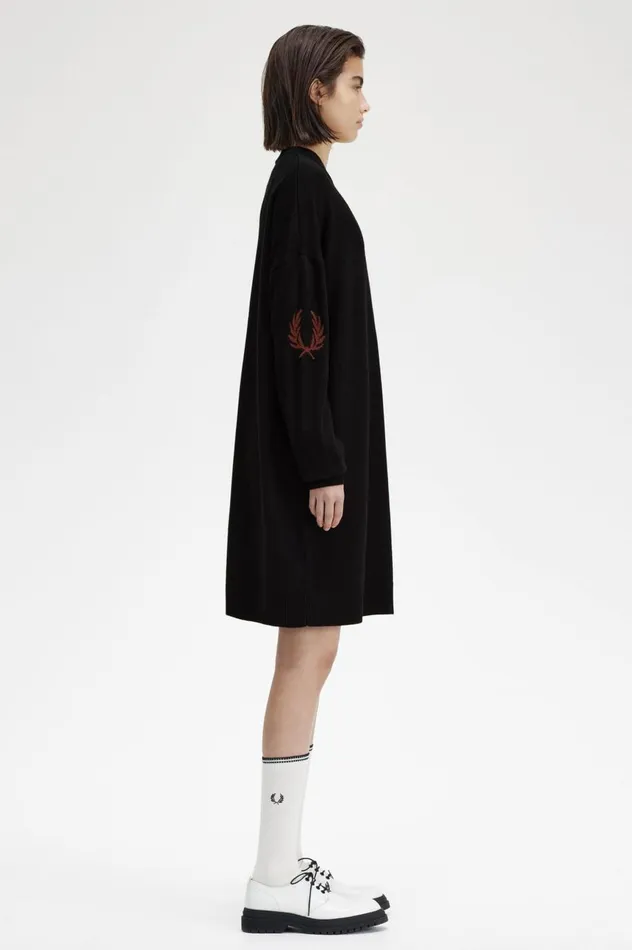 Women Laurel Wreath Knitted Dress Black Fred Perry Dresses Women Laurel Wreath Knitted Dress Black Fred Perry Dresses