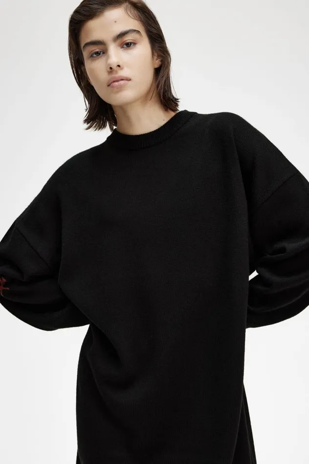 Women Laurel Wreath Knitted Dress Black Fred Perry Dresses Women Laurel Wreath Knitted Dress Black Fred Perry Dresses