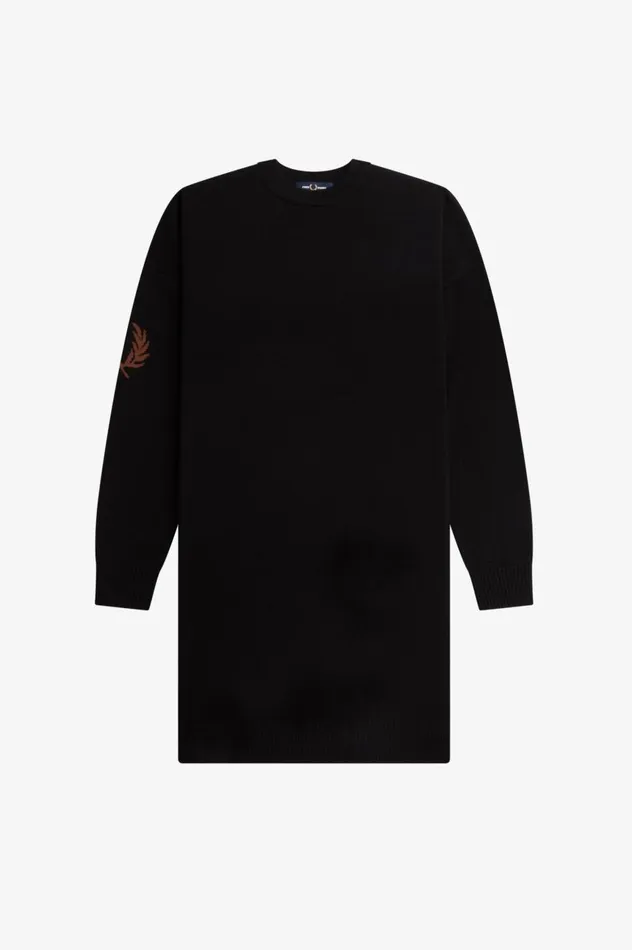Women Laurel Wreath Knitted Dress Black Fred Perry Dresses Women Laurel Wreath Knitted Dress Black Fred Perry Dresses
