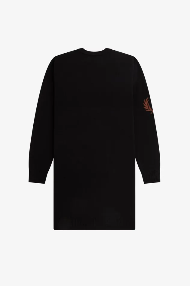 Women Laurel Wreath Knitted Dress Black Fred Perry Dresses Women Laurel Wreath Knitted Dress Black Fred Perry Dresses