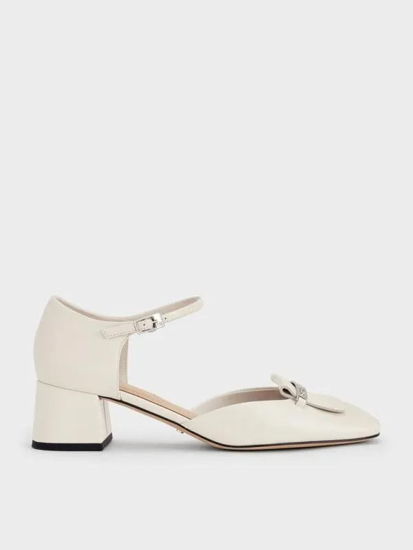 Women Leather SquareToe D039orsay AnkleStrap Pumps 8211 Chalk CHARLES and KEITH Heels Women Leather SquareToe D039orsay AnkleStrap Pumps 8211 Chalk CHARLES and KEITH Heels