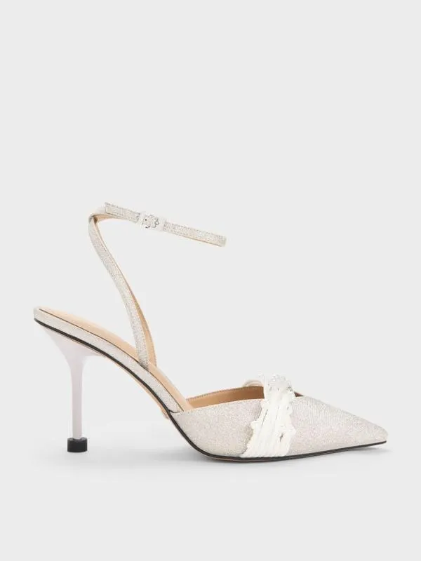 Women Leda Beaded Glittered AnkleStrap Pumps 8211 Silver CHARLES and KEITH Heels Women Leda Beaded Glittered AnkleStrap Pumps 8211 Silver CHARLES and KEITH Heels