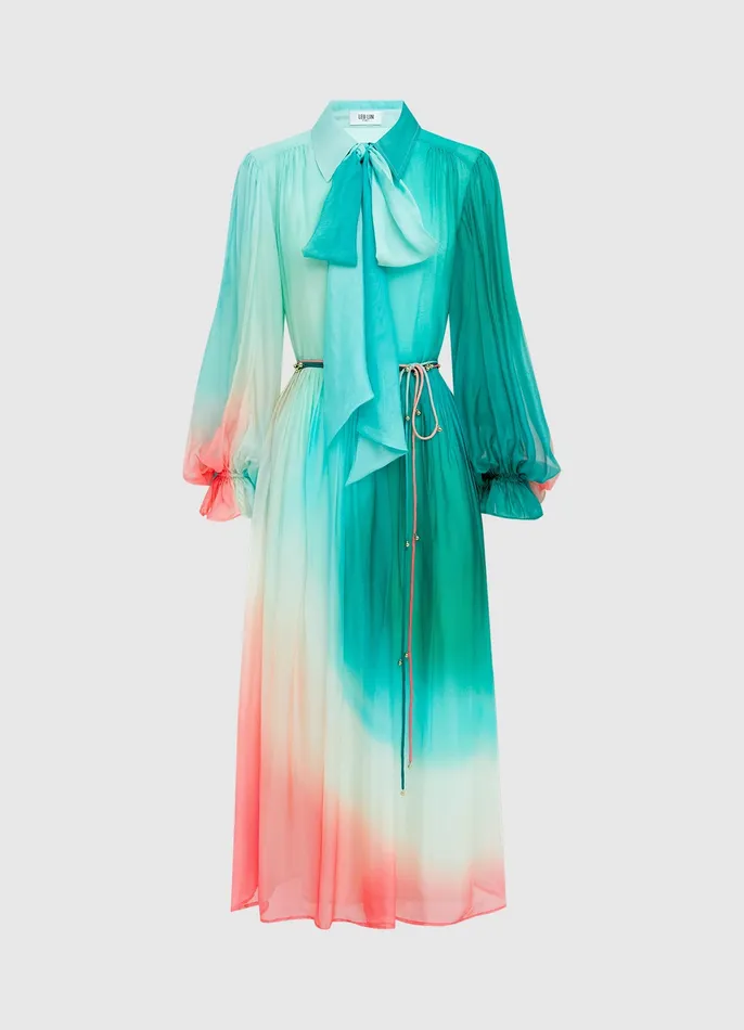 Women LEO LIN Cassie Tie Neck Midi Dress 8211 Whimsical Dresses and Jumpsuits