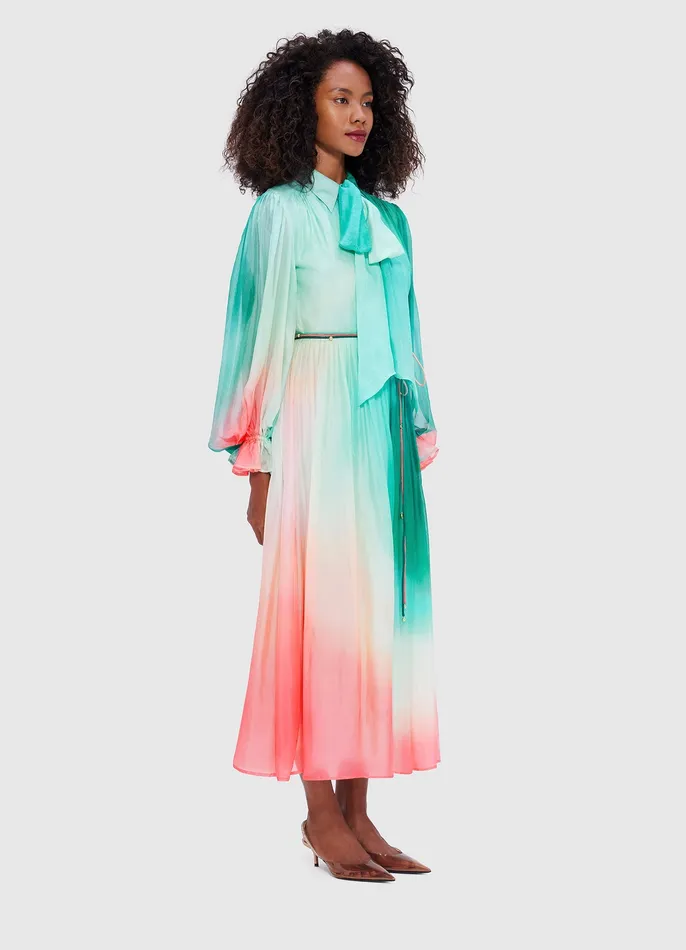 Women LEO LIN Cassie Tie Neck Midi Dress 8211 Whimsical Dresses and Jumpsuits