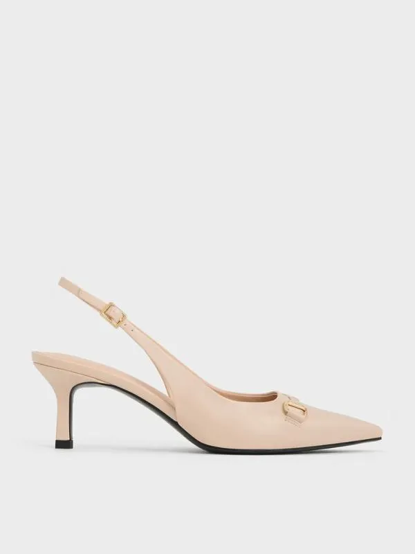 Women Leslie MetallicAccent Slingback Pumps 8211 Nude CHARLES and KEITH Heels Women Leslie MetallicAccent Slingback Pumps 8211 Nude CHARLES and KEITH Heels
