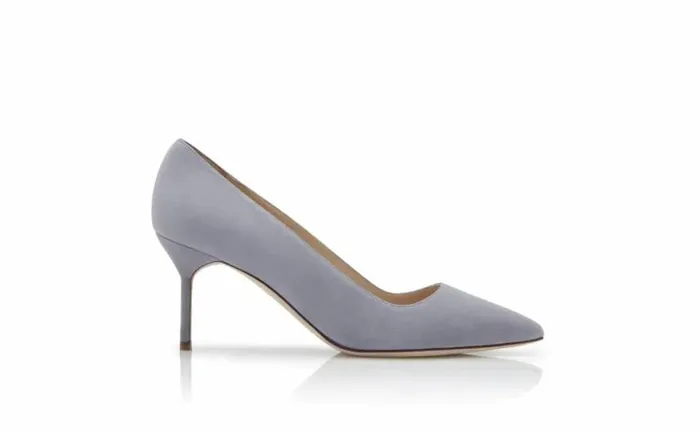 Women Light Grey Suede Pointed Toe Pumps Manolo Blahnik Pumps