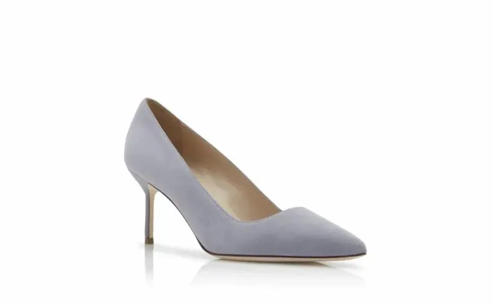 Women Light Grey Suede Pointed Toe Pumps Manolo Blahnik Pumps