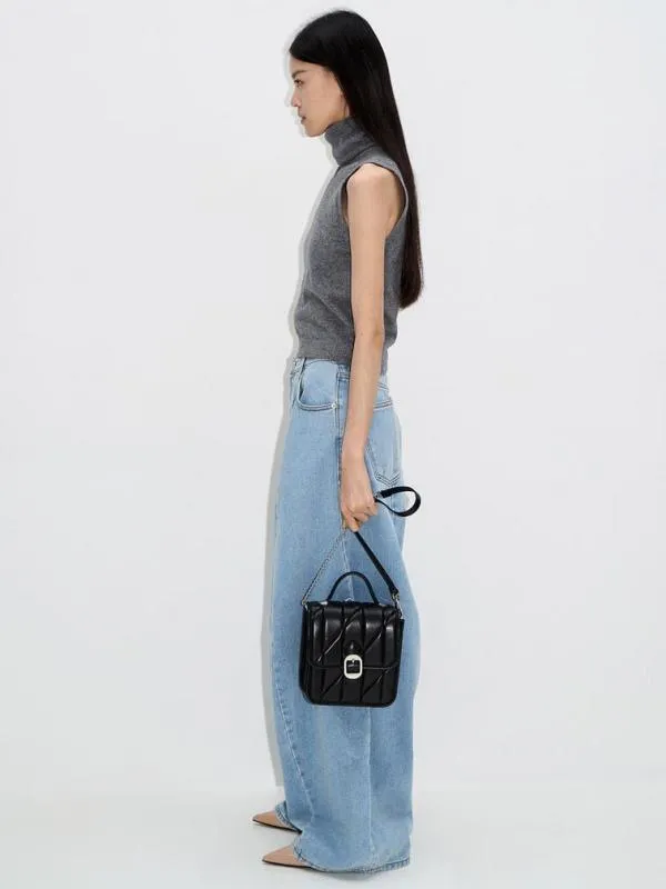 Women Lin Quilted Belted Backpack 8211 Noir CHARLES and KEITH Backpacks