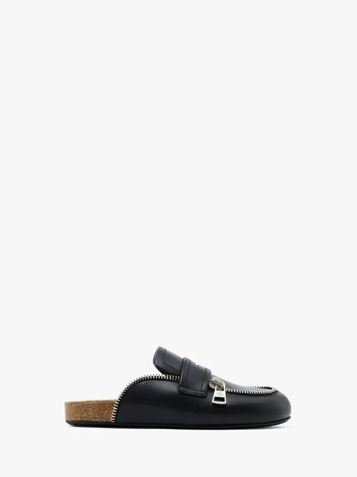 Women Loafers JW Anderson LEATHER BIKER LOAFER MULES Black