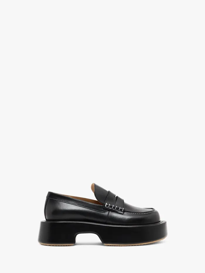 Women Loafers JW Anderson LEATHER PLATFORM MOCCASSIN Black