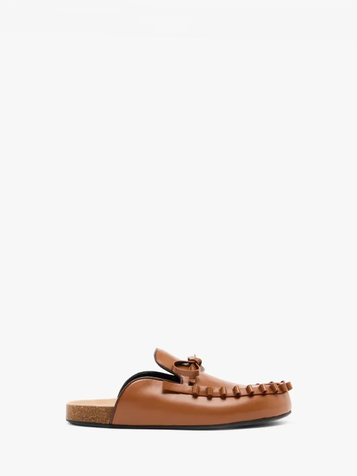 Women Loafers JW Anderson RUFFLE LOAFER LEATHER MULES Tan