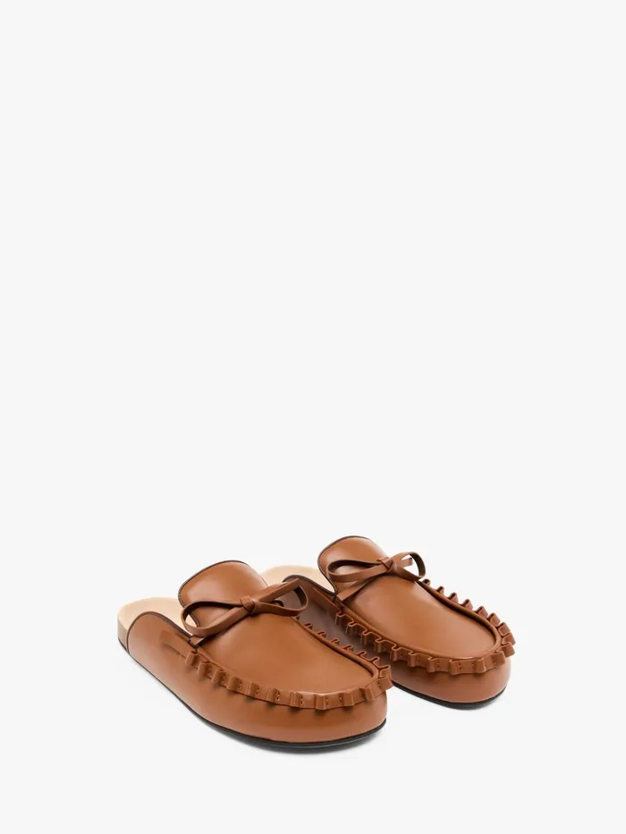 Women Loafers JW Anderson RUFFLE LOAFER LEATHER MULES Tan