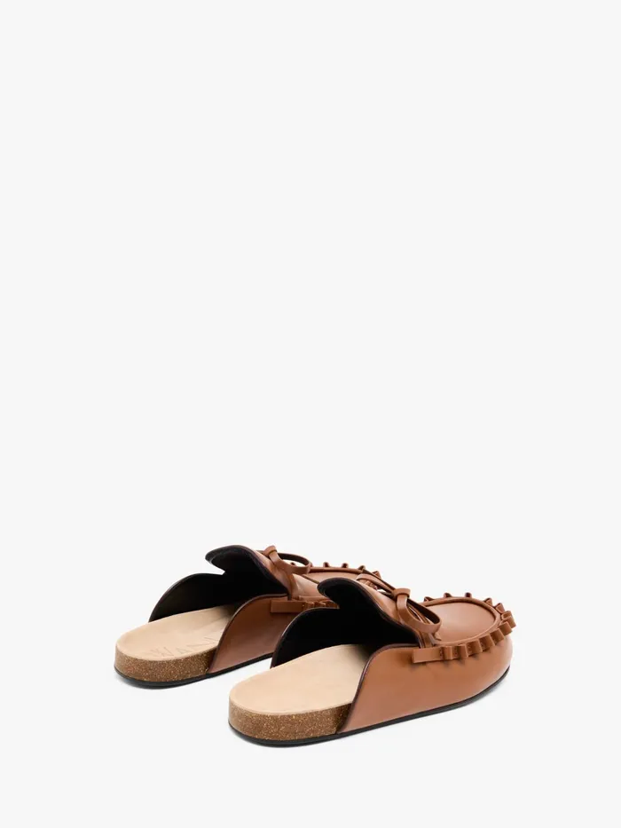 Women Loafers JW Anderson RUFFLE LOAFER LEATHER MULES Tan