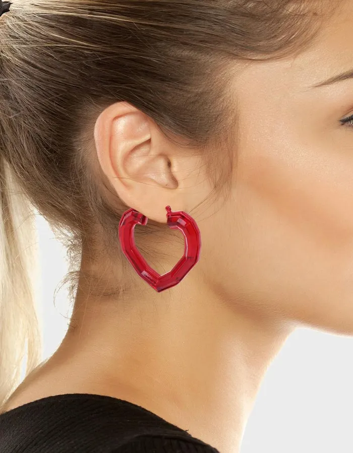 Women LOOK INTO YOUR HEART BAMBOO EARRINGS RED Betsey Johnson Women LOOK INTO YOUR HEART BAMBOO EARRINGS RED Betsey Johnson