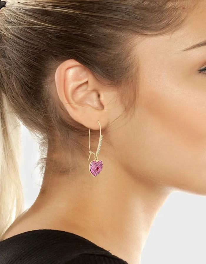 Women LOOK INTO YOUR HEART DROP HOOK EARRINGS PINK Pink Betsey Johnson Women LOOK INTO YOUR HEART DROP HOOK EARRINGS PINK Pink Betsey Johnson