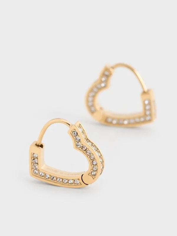 Women Malorie Crystal Heart Hoop Earrings 8211 Gold CHARLES and KEITH Earrings Women Malorie Crystal Heart Hoop Earrings 8211 Gold CHARLES and KEITH Earrings