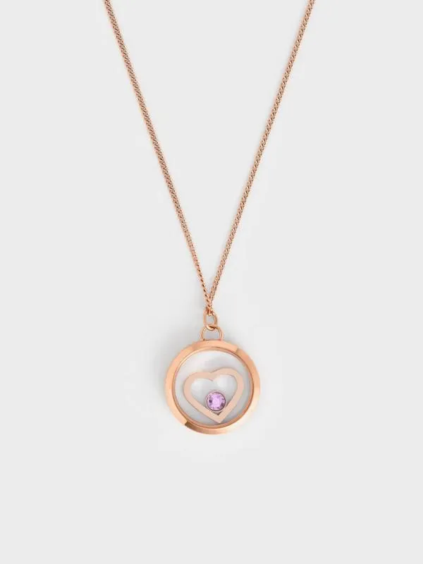 Women Malorie Crystal Heart Necklace 8211 Rose Gold CHARLES and KEITH Necklaces