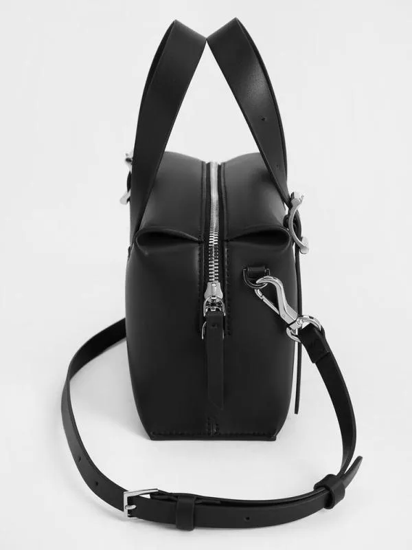 Women Marceline Bowling Bag 8211 Noir CHARLES and KEITH Top Handle Bags