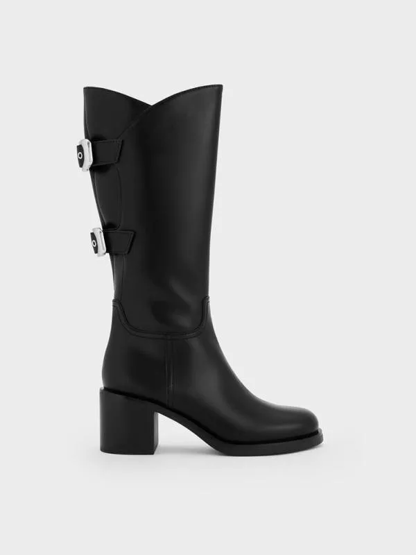 Women Masei GrommetStrap KneeHigh Boots 8211 Black CHARLES and KEITH Boots