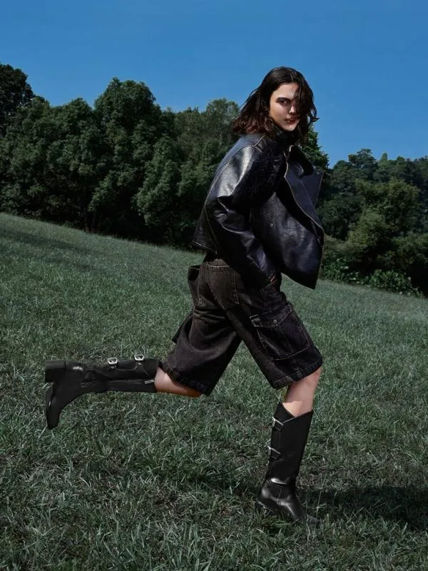 Women Masei GrommetStrap KneeHigh Boots 8211 Black CHARLES and KEITH Boots