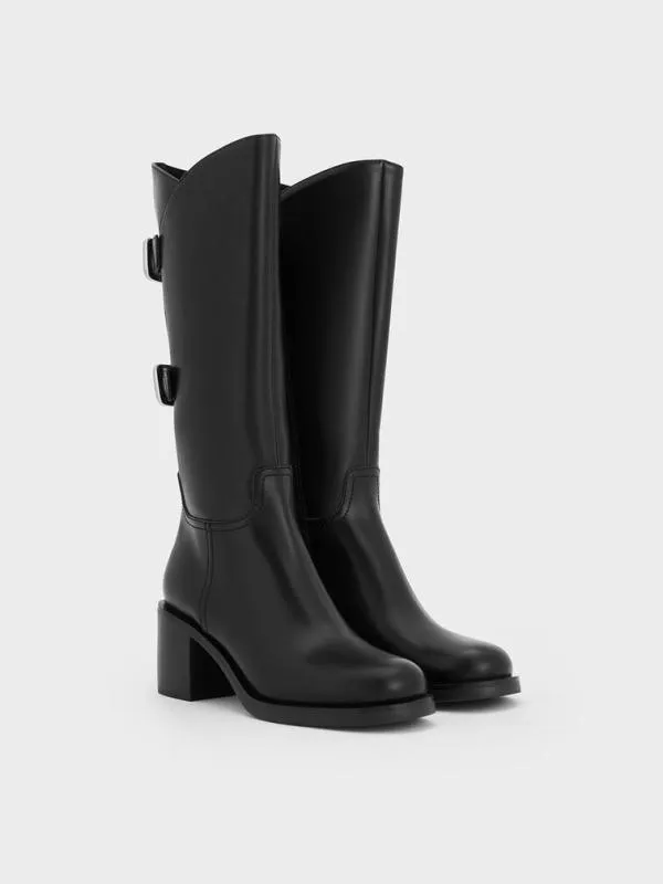 Women Masei GrommetStrap KneeHigh Boots 8211 Black CHARLES and KEITH Boots