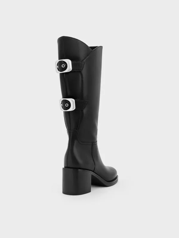 Women Masei GrommetStrap KneeHigh Boots 8211 Black CHARLES and KEITH Boots