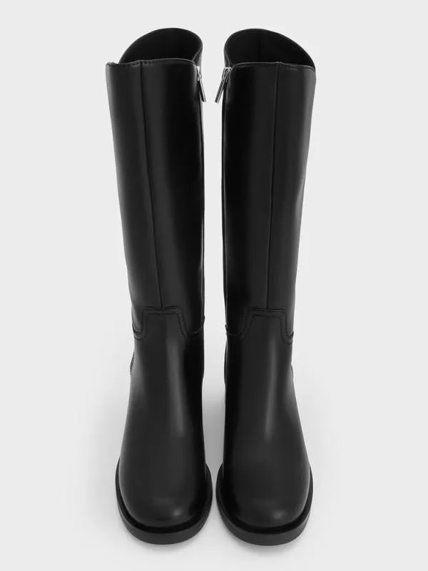 Women Masei GrommetStrap KneeHigh Boots 8211 Black CHARLES and KEITH Boots