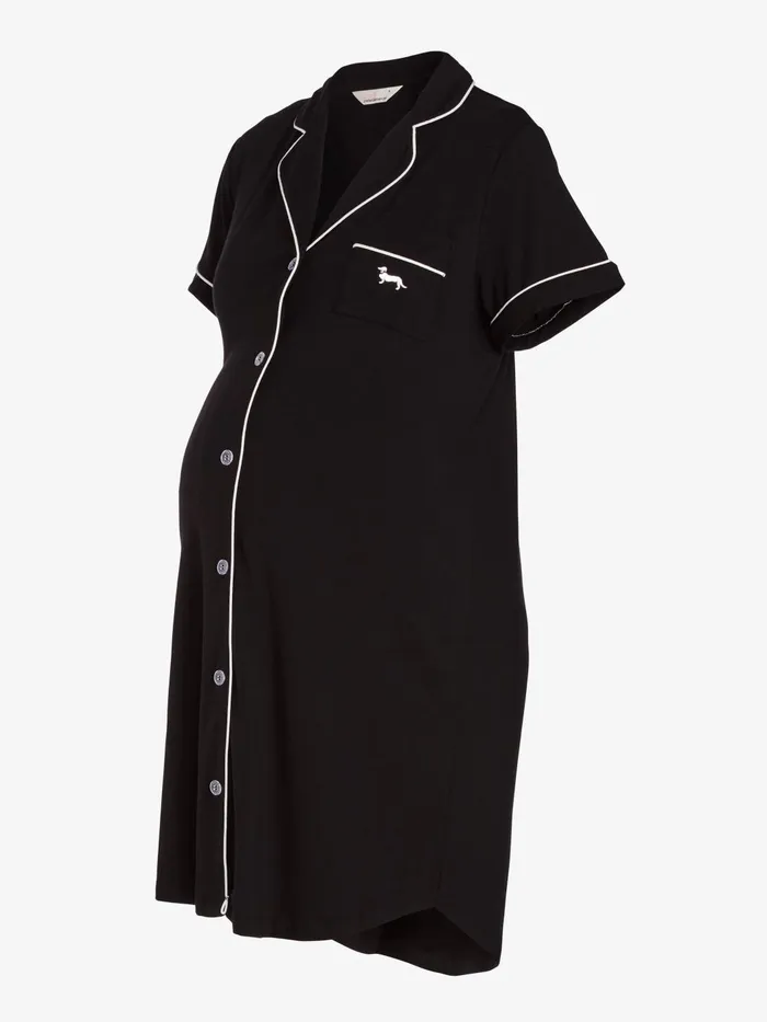 Women Maternity Black Short Sleeve Nightshirt Black Peter Alexander Maternity