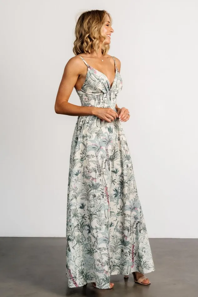 Women Maxi Dresses Baltic Born Naia Maxi Dress Natural Sage Print Women Maxi Dresses Baltic Born Naia Maxi Dress Natural Sage Print