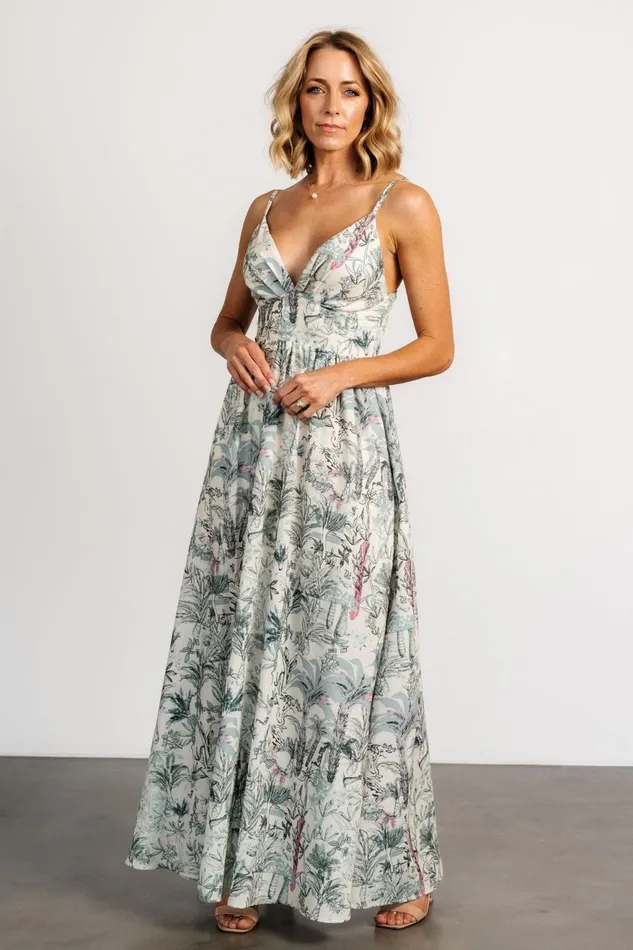 Women Maxi Dresses Baltic Born Naia Maxi Dress Natural Sage Print Women Maxi Dresses Baltic Born Naia Maxi Dress Natural Sage Print