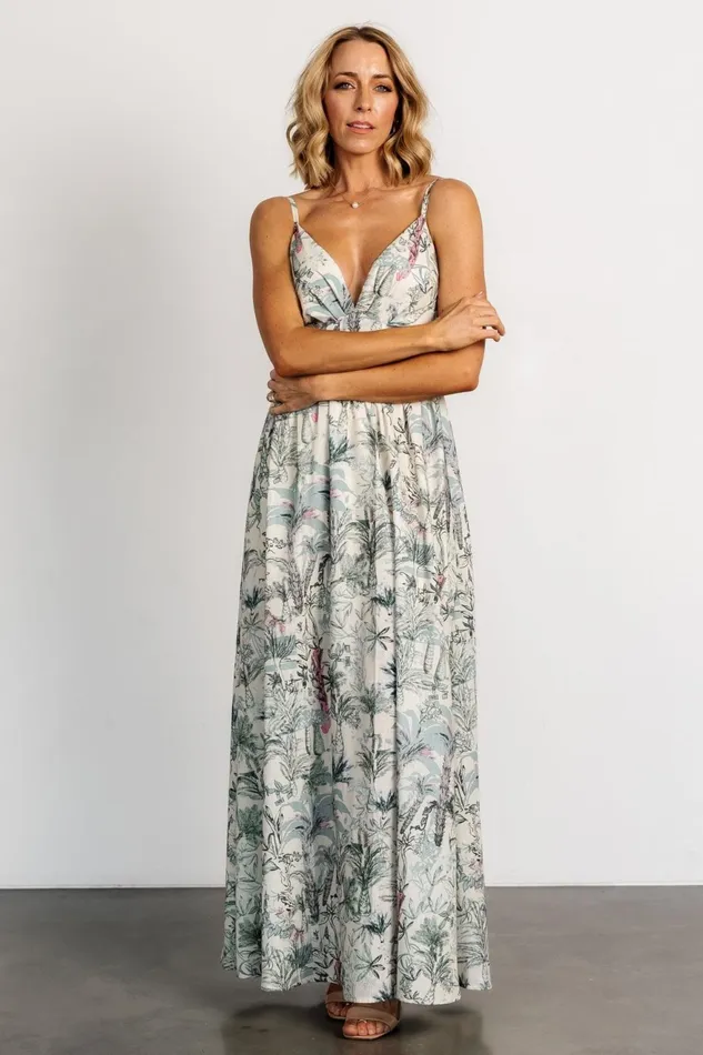 Women Maxi Dresses Baltic Born Naia Maxi Dress Natural Sage Print Women Maxi Dresses Baltic Born Naia Maxi Dress Natural Sage Print