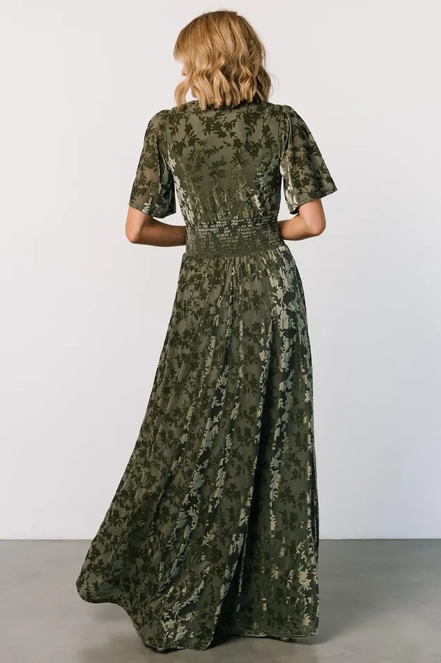 Women Maxi Dresses Baltic Born Veronica Velvet Maxi Dress Dark Sage