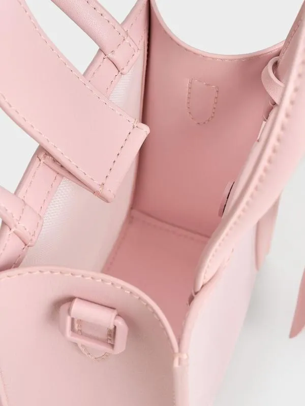 Women Mesh SequinFlower Elongated Tote Bag 8211 Blossom Pink CHARLES and KEITH Tote Bags