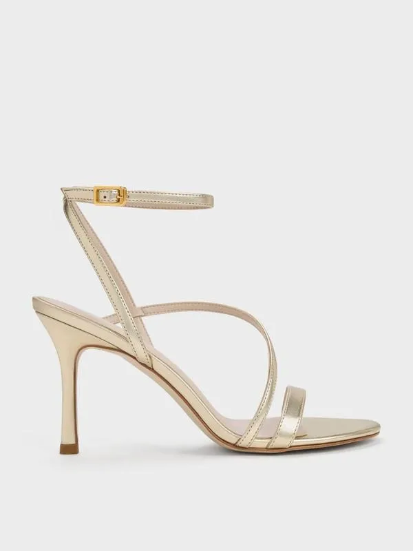 Women Metallic Asymmetric Strappy Heeled Sandals 8211 Gold CHARLES and KEITH Heels Women Metallic Asymmetric Strappy Heeled Sandals 8211 Gold CHARLES and KEITH Heels