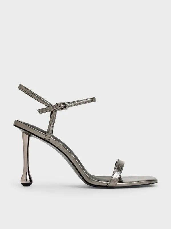 Women Metallic SculpturalHeel AnkleStrap Sandals 8211 Pewter CHARLES and KEITH Heels Women Metallic SculpturalHeel AnkleStrap Sandals 8211 Pewter CHARLES and KEITH Heels