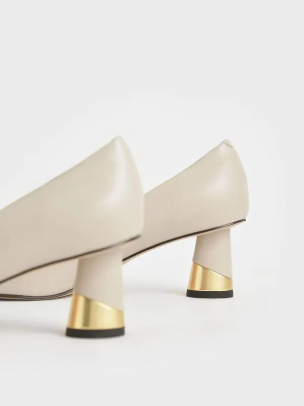 Women Metallic Sculptural Heel Pumps 8211 Chalk CHARLES and KEITH Heels