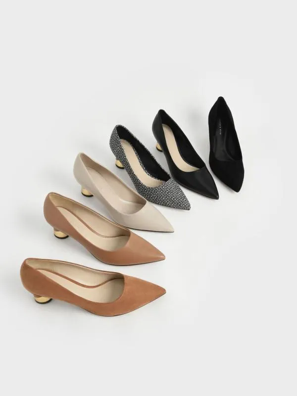 Women Metallic Sculptural Heel Pumps 8211 Chalk CHARLES and KEITH Heels