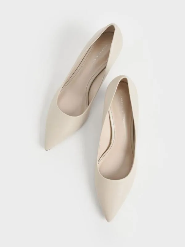 Women Metallic Sculptural Heel Pumps 8211 Chalk CHARLES and KEITH Heels