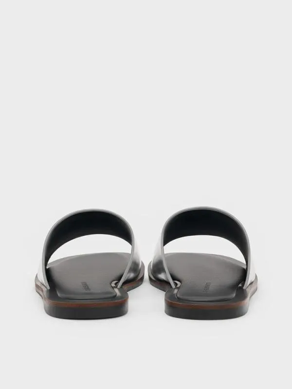 Women Metallic WideStrap Slide Sandals 8211 Silver CHARLES and KEITH Sandals