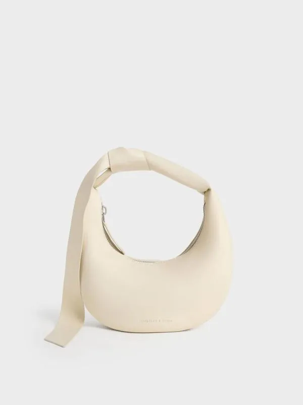 Women Micro Toni Knotted Crescent Hobo Bag 8211 Chalk CHARLES and KEITH Hobo Bags Women Micro Toni Knotted Crescent Hobo Bag 8211 Chalk CHARLES and KEITH Hobo Bags