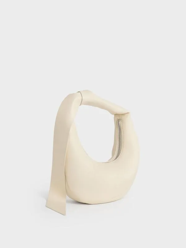 Women Micro Toni Knotted Crescent Hobo Bag 8211 Chalk CHARLES and KEITH Hobo Bags