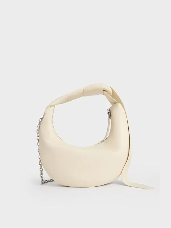 Women Micro Toni Knotted Crescent Hobo Bag 8211 Chalk CHARLES and KEITH Hobo Bags