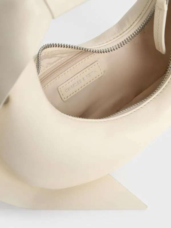Women Micro Toni Knotted Crescent Hobo Bag 8211 Chalk CHARLES and KEITH Hobo Bags