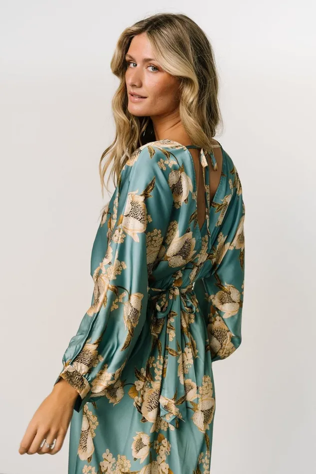 Women Midi Dresses Baltic Born Joni Satin Midi Dress Blue Multi