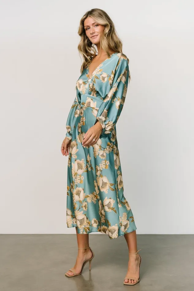 Women Midi Dresses Baltic Born Joni Satin Midi Dress Blue Multi