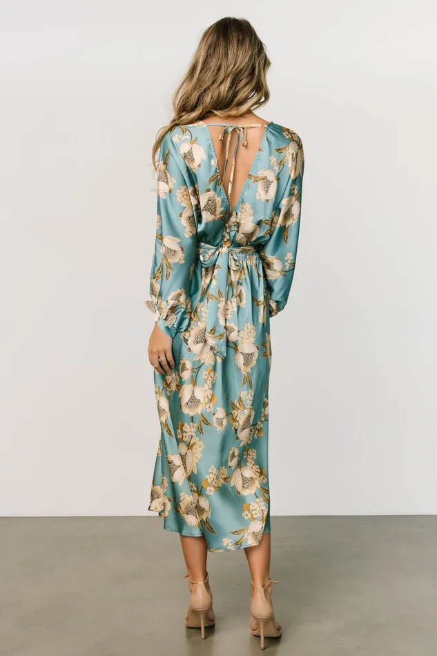 Women Midi Dresses Baltic Born Joni Satin Midi Dress Blue Multi